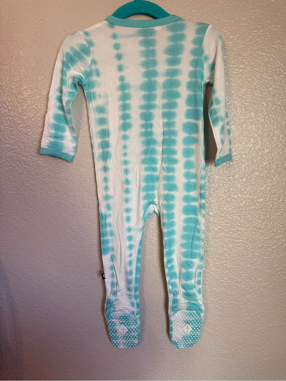 Kyte BABY Aqua Tie-Dye Zip Front Footed One-Piece